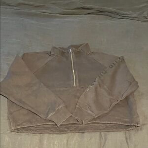 Dark Grey, Cropped, Half-Zip Women's Sweatshirt